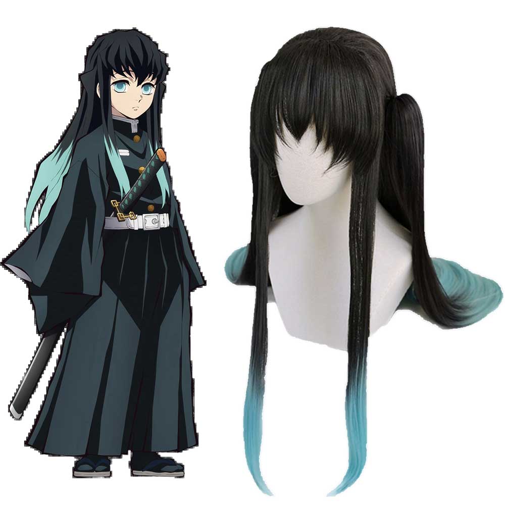 Tokitou Muichirou Ponytails Costume longue perruque droites Anime démon Slayer Kimetsu pas Yaiba-Takerlama