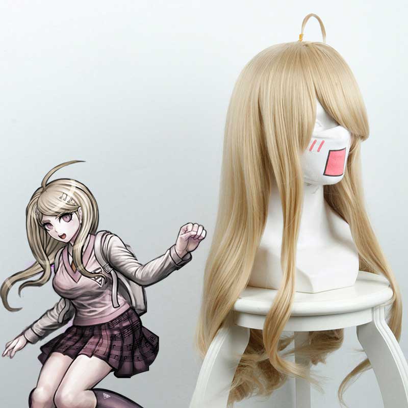 danganronpa v3: tuer Harmony Akamatsu Kaede Cosplay Gold Perruque synthétique onduleuse ondulée